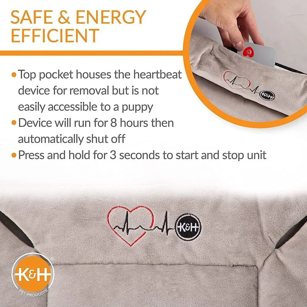 K&H PET PRODUCTS Mother’s Heartbeat Puppy Crate Pad Gray Fleece Medium Breed